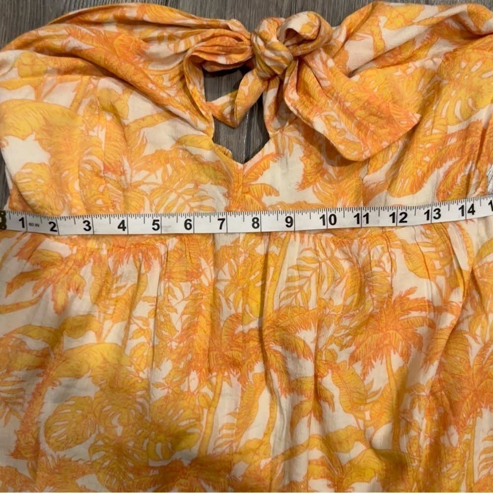 New STORIA Jumpsuit Wide Leg Sz L PALM TREE STRAPLESS Hawaiian Tropical Vacation - Picture 4 of 11